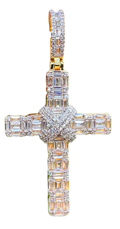 Emerald Ribbon Cross Pendant