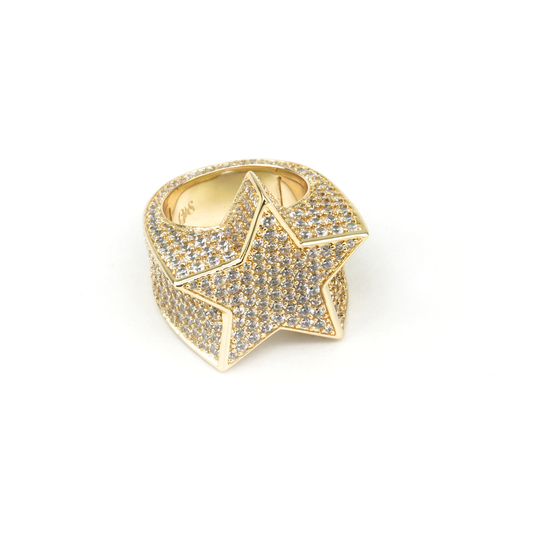 Encrusted Gold Star Ring