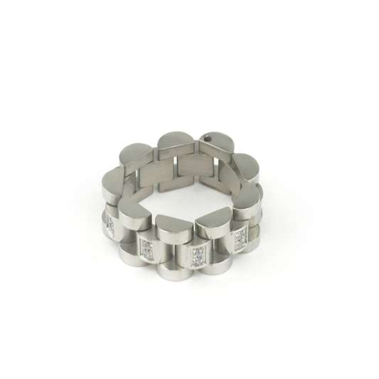 Studded Stainless Steel Oyster Ring